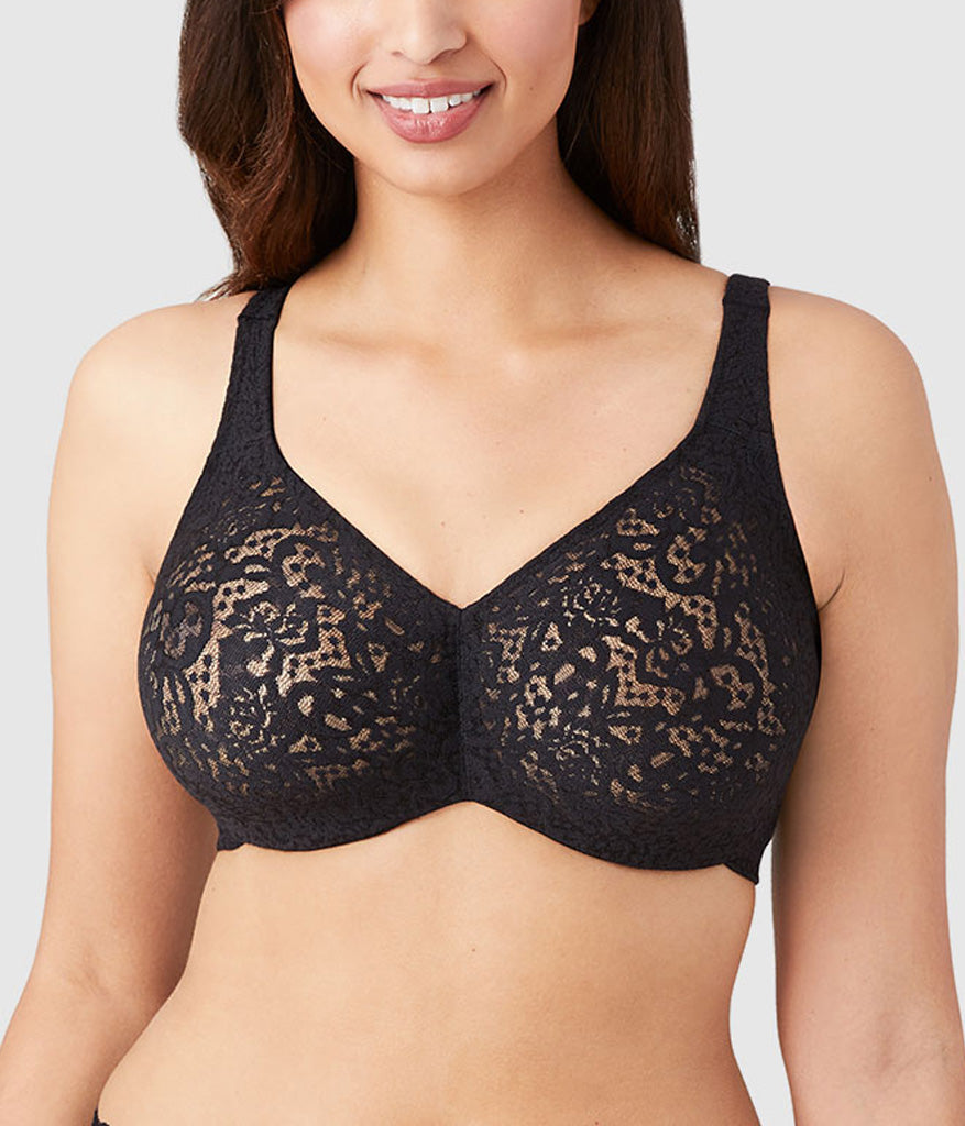Halo Lace Full Figure Underwire Bra: Black