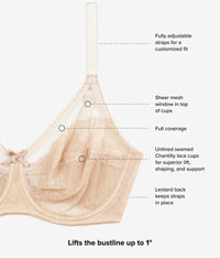 Retro Chic Full Figure Underwire Bra: Toast